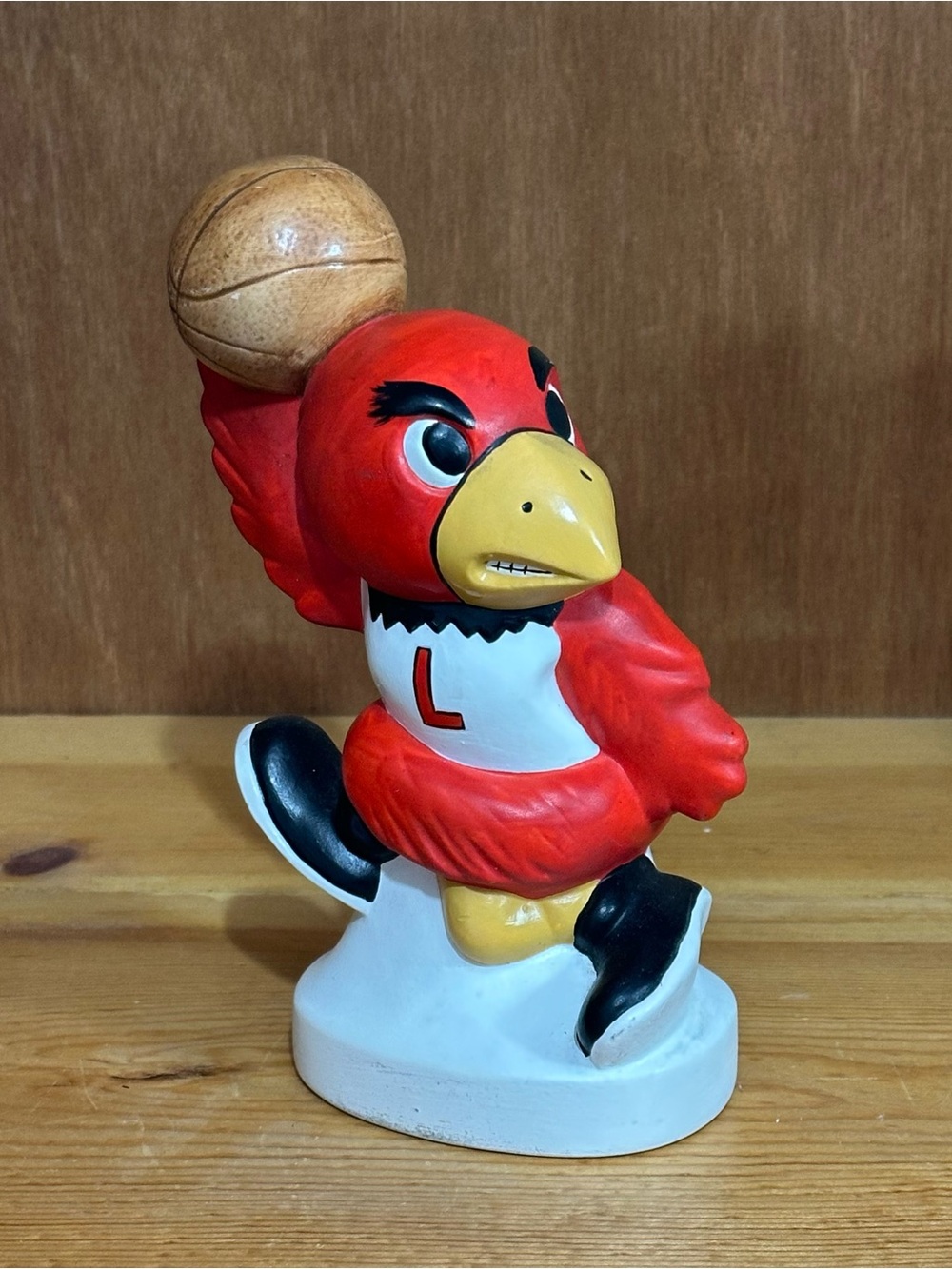 Vintage Louisville Cardinals Hand Painted Ceramic Mascot Figurine 7.5”